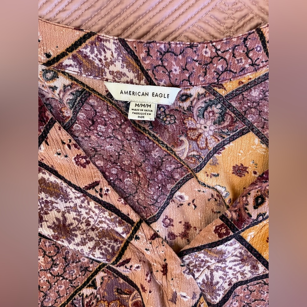 American Eagle Patchwork Peasant Top M - image 2